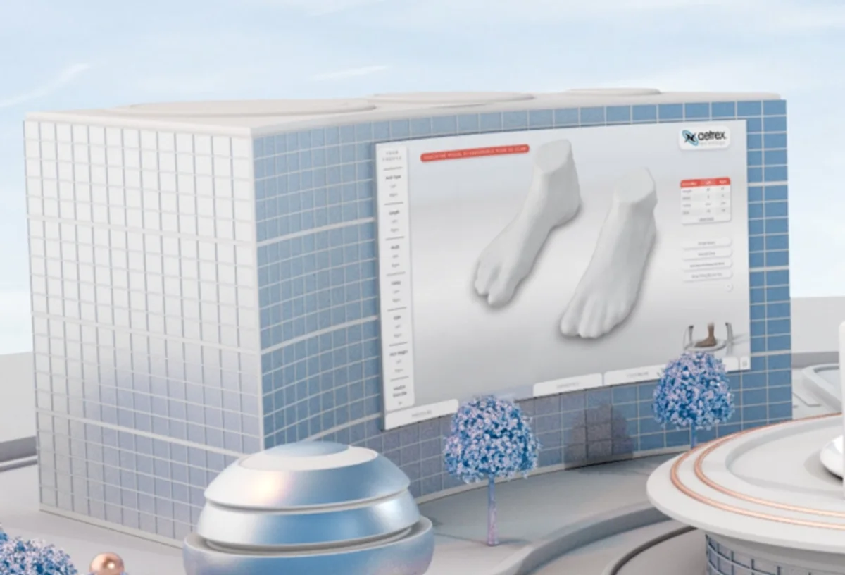 A szkenner 3D lábmodellje a mért adatokkal
